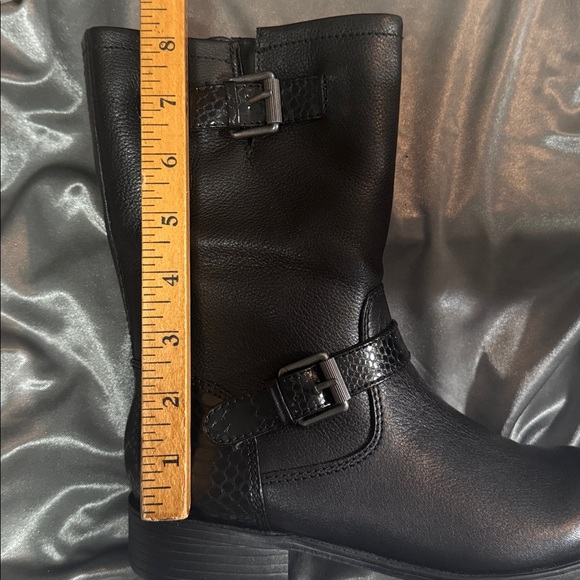 Naturalizer Black Leather Mid-Calf Side Zip Moto Boots - Women's Size 7M - Picture 11 of 15